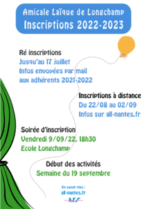 Planning des inscriptions 2022-2023