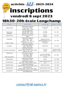 Tableau des activités 2023-2024