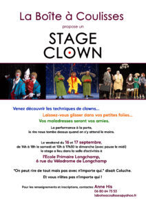 Stage clown les 16 et 17 septembre
