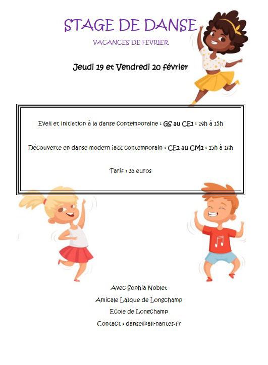Stage pendant les vacances de février